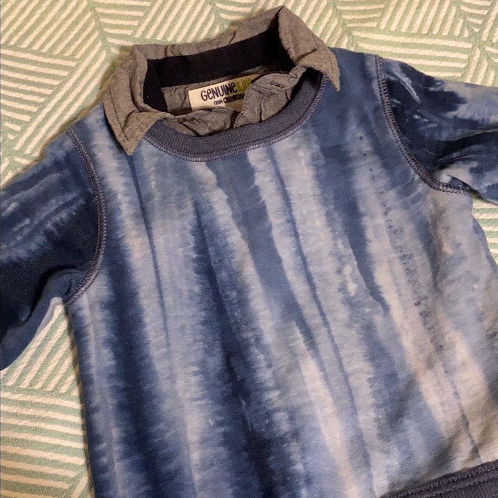 Genuine kids blue tie dye sweatshirt with collar.